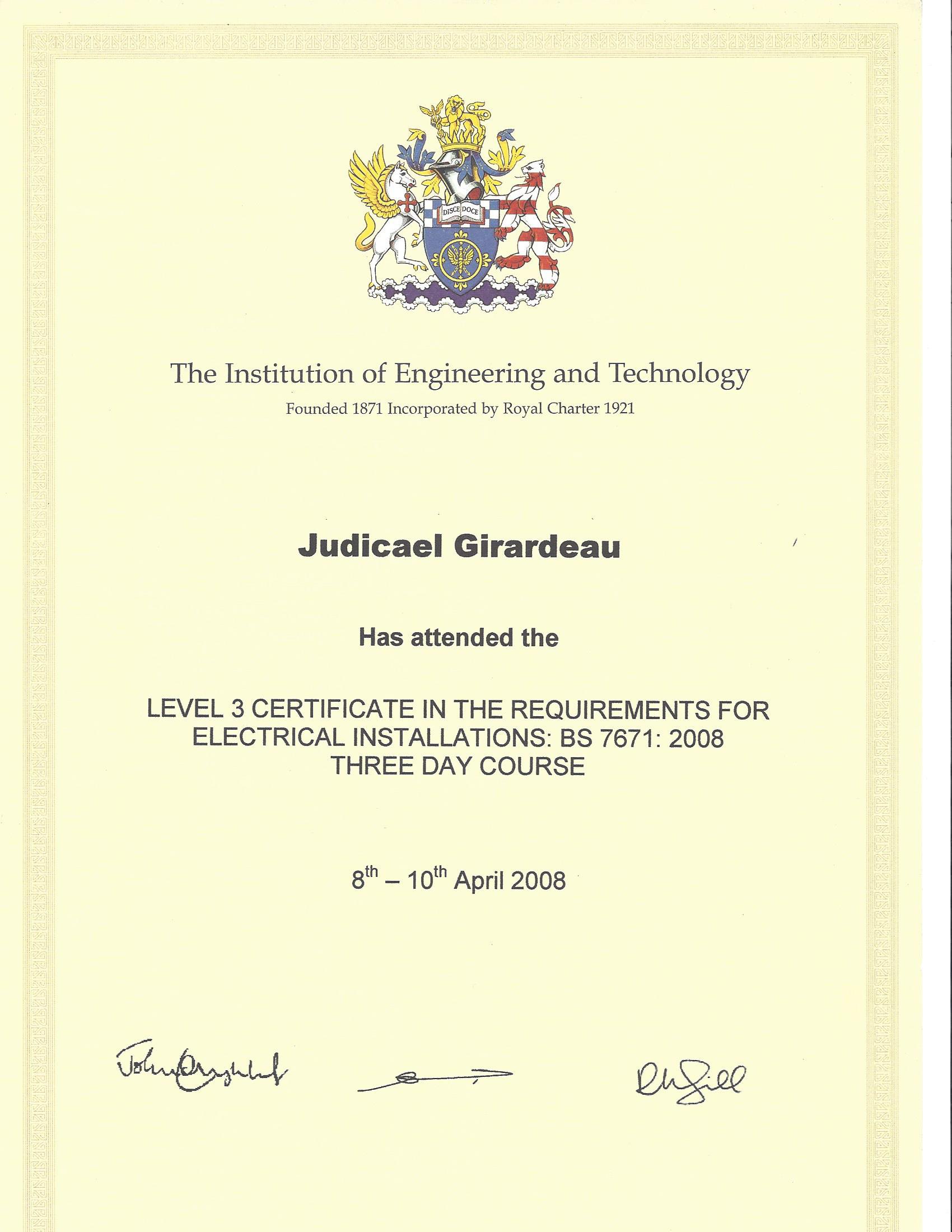 17th edition certificate